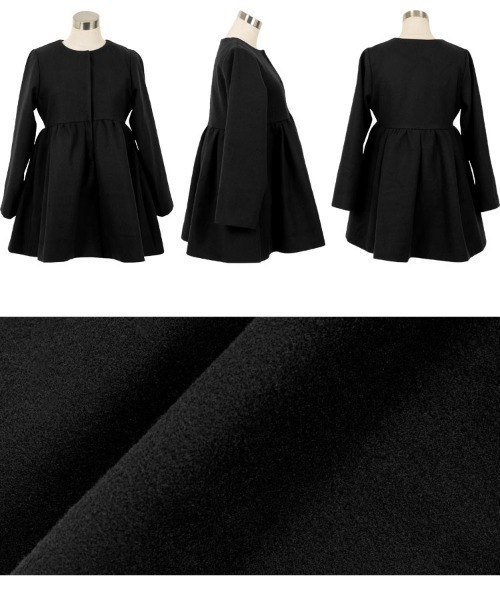 Petitle（プチレ）の「[ 低身長向けサイズ ] ボリュームペプラムコート（ノーカラーコート・レディース・チャコール/ブラック・PM）」の11枚目の写真