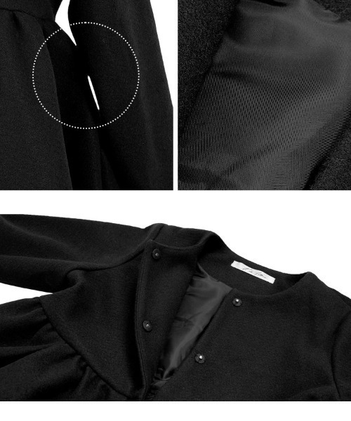 Petitle（プチレ）の「[ 低身長向けサイズ ] ボリュームペプラムコート（ノーカラーコート・レディース・チャコール/ブラック・PM）」の12枚目の写真