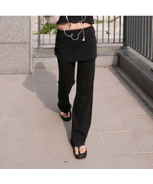 D. BASIC RIBBED SHIRRING SKIRTPANTS - 2 COLOR