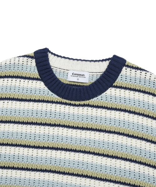 COVERNAT(カバーナット)の「マルチストライプクルーネックニットライム(ニット/セーター・レディース・その他・MEDIUM/SMALL/X-LARGE/LARGE)」の3枚目の写真