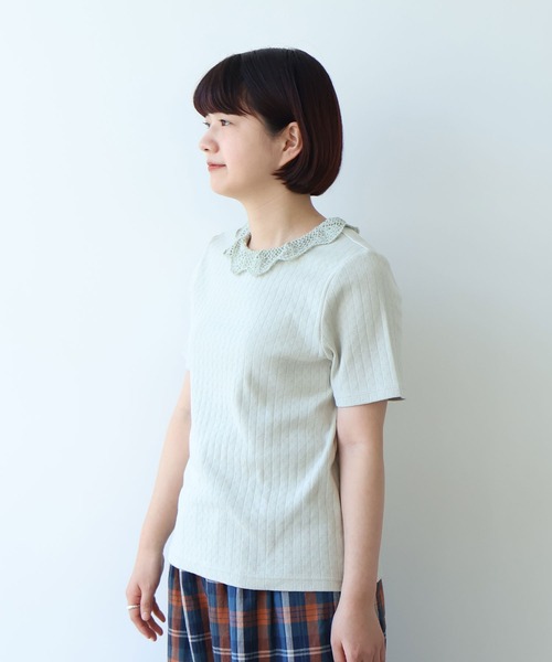 bulle de savon（ビュルデサボン）の「透かし編みレース衿 プルオーバー（Tシャツ/カットソー・レディース・ミント/ブラック/ホワイト・FREE）」の16枚目の写真