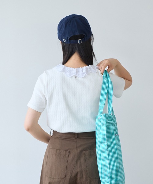 bulle de savon（ビュルデサボン）の「透かし編みレース衿 プルオーバー（Tシャツ/カットソー・レディース・ミント/ブラック/ホワイト・FREE）」の6枚目の写真