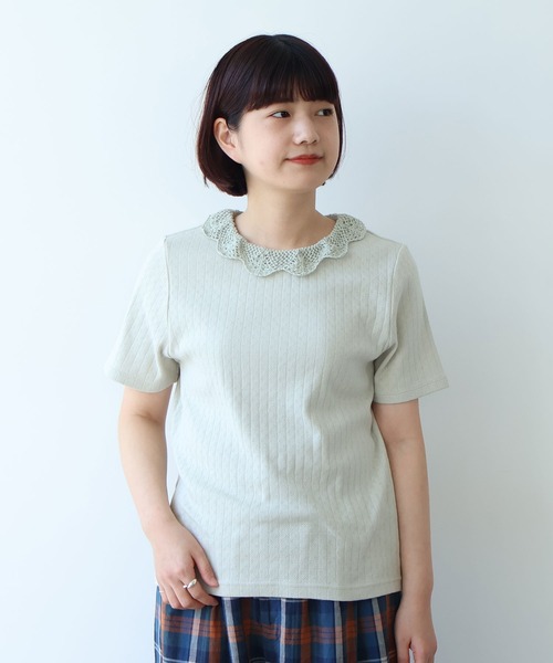 bulle de savon（ビュルデサボン）の「透かし編みレース衿 プルオーバー（Tシャツ/カットソー・レディース・ミント/ブラック/ホワイト・FREE）」の13枚目の写真