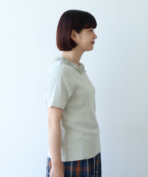 bulle de savon（ビュルデサボン）の「透かし編みレース衿 プルオーバー（Tシャツ/カットソー・レディース・ミント/ブラック/ホワイト・FREE）」の14枚目の写真