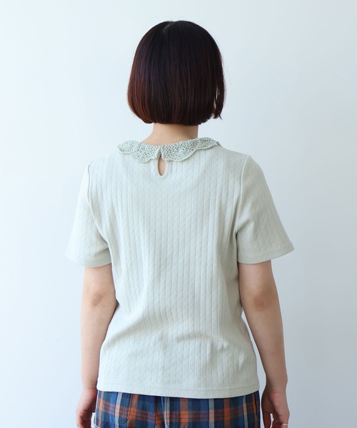 bulle de savon（ビュルデサボン）の「透かし編みレース衿 プルオーバー（Tシャツ/カットソー・レディース・ミント/ブラック/ホワイト・FREE）」の15枚目の写真