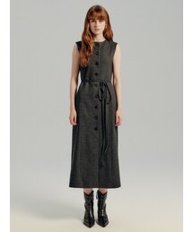 SAGE（セージ）の「ウールストリングミディドレス - チャコール（ワンピース）」