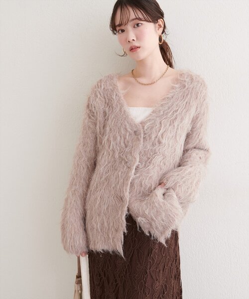 natural couture（ナチュラルクチュール）の「シャギーカーデ（カーディガン/ボレロ・レディース・ブルー/オフホワイト/モカ/ピンク系その他/チャコールグレー・FREE）」の3枚目の写真