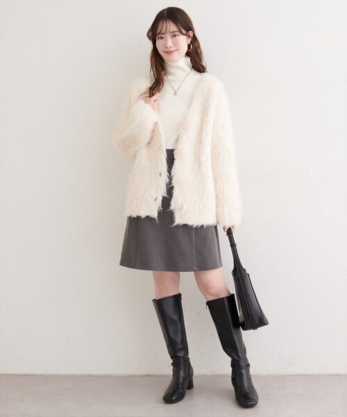 natural couture（ナチュラルクチュール）の「シャギーカーデ（カーディガン/ボレロ・レディース・ブルー/オフホワイト/モカ/ピンク系その他/チャコールグレー・FREE）」の8枚目の写真