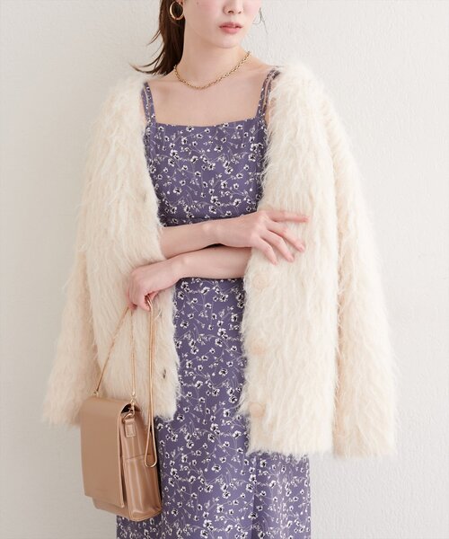 natural couture（ナチュラルクチュール）の「シャギーカーデ（カーディガン/ボレロ・レディース・ブルー/オフホワイト/モカ/ピンク系その他/チャコールグレー・FREE）」の10枚目の写真