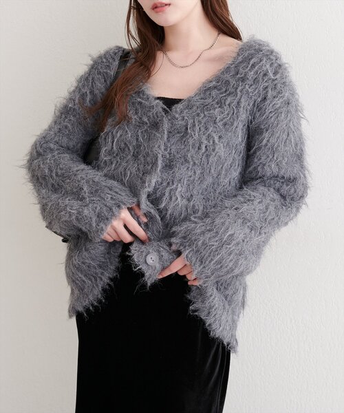 natural couture（ナチュラルクチュール）の「シャギーカーデ（カーディガン/ボレロ・レディース・ブルー/オフホワイト/モカ/ピンク系その他/チャコールグレー・FREE）」の20枚目の写真