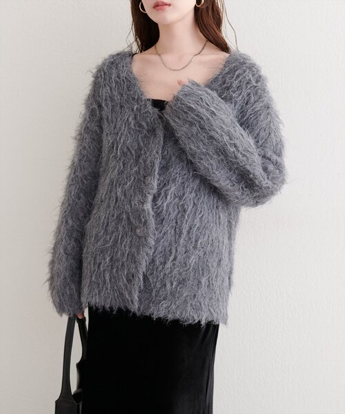 natural couture（ナチュラルクチュール）の「シャギーカーデ（カーディガン/ボレロ・レディース・ブルー/オフホワイト/モカ/ピンク系その他/チャコールグレー・FREE）」の21枚目の写真