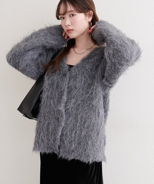 natural couture（ナチュラルクチュール）の「シャギーカーデ（カーディガン/ボレロ・レディース・ブルー/オフホワイト/モカ/ピンク系その他/チャコールグレー・FREE）」の22枚目の写真