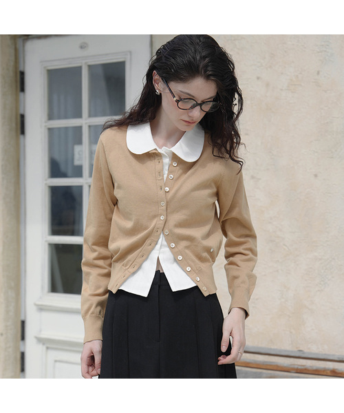 Signiture Pearl Button Cardigan [Beige]