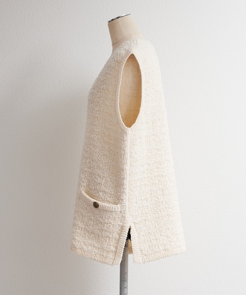 PUAL CE CIN(ピュアルセシン)の「ツイードライクニットベスト(ベスト・レディース・ネイビー/アイボリー/ブラック系その他・FREE)」の5枚目の写真