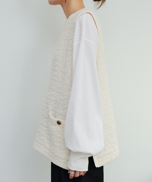 PUAL CE CIN(ピュアルセシン)の「ツイードライクニットベスト(ベスト・レディース・ネイビー/アイボリー/ブラック系その他・FREE)」の20枚目の写真