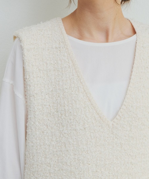 PUAL CE CIN(ピュアルセシン)の「ツイードライクニットベスト(ベスト・レディース・ネイビー/アイボリー/ブラック系その他・FREE)」の22枚目の写真