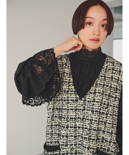 PUAL CE CIN(ピュアルセシン)の「ツイードライクニットベスト(ベスト・レディース・ネイビー/アイボリー/ブラック系その他・FREE)」の14枚目の写真