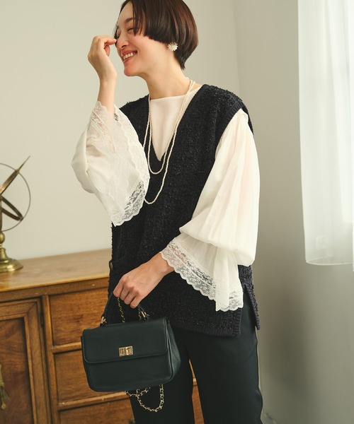 PUAL CE CIN(ピュアルセシン)の「ツイードライクニットベスト(ベスト・レディース・ネイビー/アイボリー/ブラック系その他・FREE)」の17枚目の写真