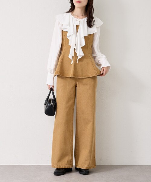 mystic(ミスティック)の「【3色展開/SET UPスタイルにも◎】ペプラムデニムビスチェ(シャツ/ブラウス・レディース・ブルー/ネイビー/ベージュ・FREE)」の19枚目の写真