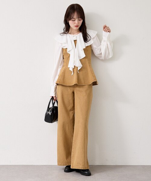 mystic(ミスティック)の「【3色展開/SET UPスタイルにも◎】ペプラムデニムビスチェ(シャツ/ブラウス・レディース・ブルー/ネイビー/ベージュ・FREE)」の17枚目の写真