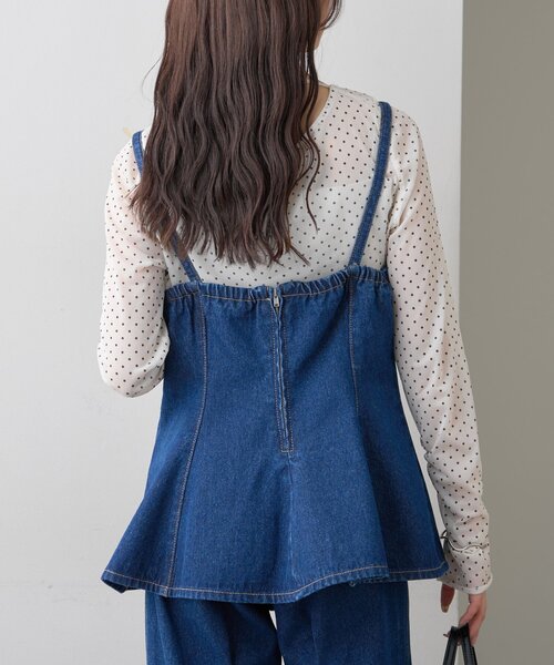 mystic(ミスティック)の「【3色展開/SET UPスタイルにも◎】ペプラムデニムビスチェ(シャツ/ブラウス・レディース・ブルー/ネイビー/ベージュ・FREE)」の12枚目の写真