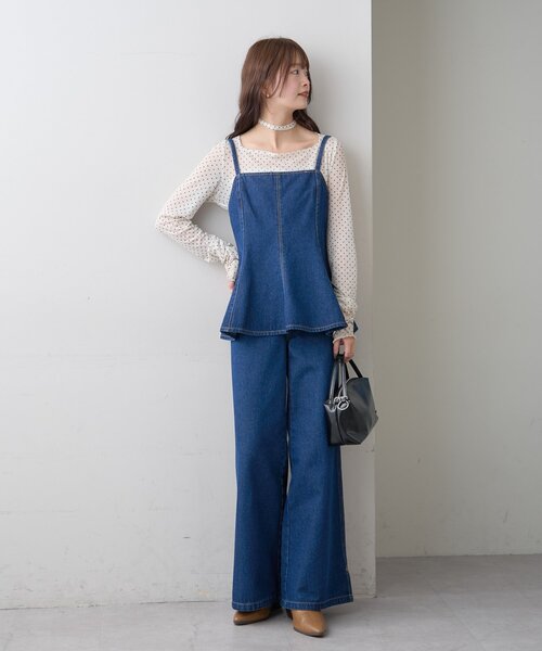 mystic(ミスティック)の「【3色展開/SET UPスタイルにも◎】ペプラムデニムビスチェ(シャツ/ブラウス・レディース・ブルー/ネイビー/ベージュ・FREE)」の11枚目の写真