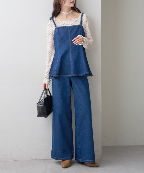 mystic(ミスティック)の「【3色展開/SET UPスタイルにも◎】ペプラムデニムビスチェ(シャツ/ブラウス・レディース・ブルー/ネイビー/ベージュ・FREE)」の10枚目の写真