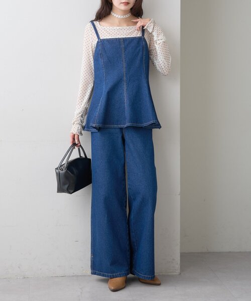 mystic(ミスティック)の「【3色展開/SET UPスタイルにも◎】ペプラムデニムビスチェ(シャツ/ブラウス・レディース・ブルー/ネイビー/ベージュ・FREE)」の9枚目の写真