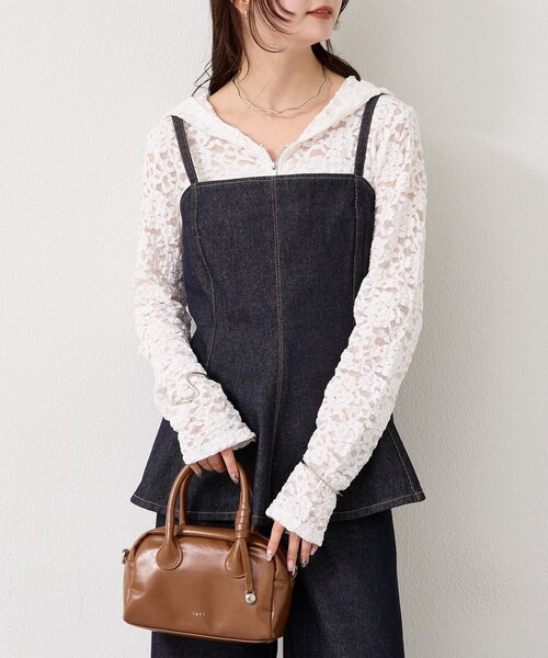 mystic(ミスティック)の「【3色展開/SET UPスタイルにも◎】ペプラムデニムビスチェ(シャツ/ブラウス・レディース・ブルー/ネイビー/ベージュ・FREE)」の5枚目の写真