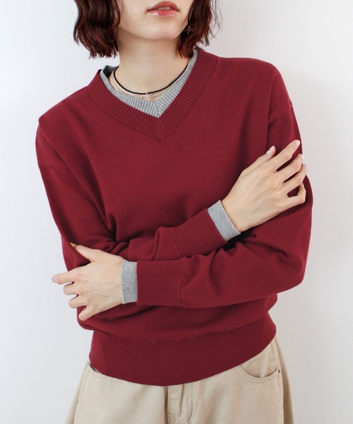 セール】Vネックレイヤードニット（ニット/セーター）｜ABYS（アビス