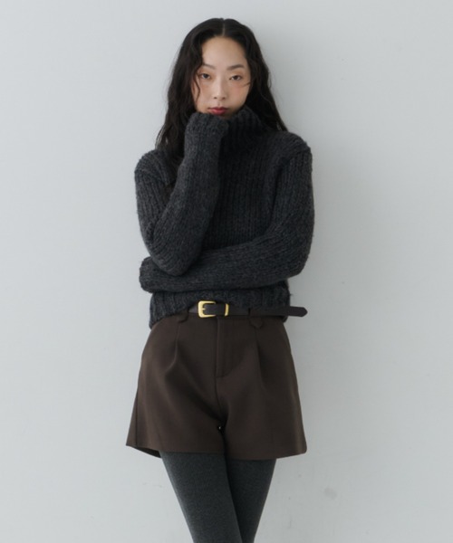 NUJOH(ヌゾ)の「Chunky High Neck Knit / チャンキーハイネックニット(ニット/セーター・レディース・ライトベージュ/ブルー/チャコールグレー/グレー・FREE)」の6枚目の写真