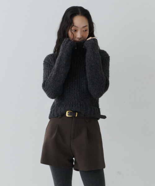 NUJOH(ヌゾ)の「Chunky High Neck Knit / チャンキーハイネックニット(ニット/セーター・レディース・ライトベージュ/ブルー/チャコールグレー/グレー・FREE)」の8枚目の写真