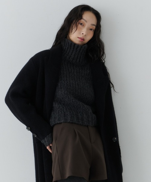 NUJOH(ヌゾ)の「Chunky High Neck Knit / チャンキーハイネックニット(ニット/セーター・レディース・ライトベージュ/ブルー/チャコールグレー/グレー・FREE)」の14枚目の写真