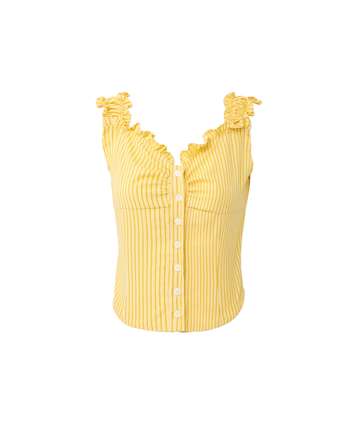 A.R.U（エイアールユー）の「RUFFLE SMOCK BLOUSE（シャツ/ブラウス・レディース・スカイブルー/イエロー・FREE）」の2枚目の写真