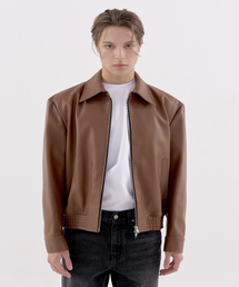 C CLOVER（シークローバー）の「セミオーバーサイズミニマルブルゾン[ブラウン]（ライダースジャケット）」