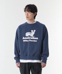 CODE I'M(�R�[�h�A�C�G��)��Silky terrier print nagrang overfit man to man navy(�X�E�F�b�g)