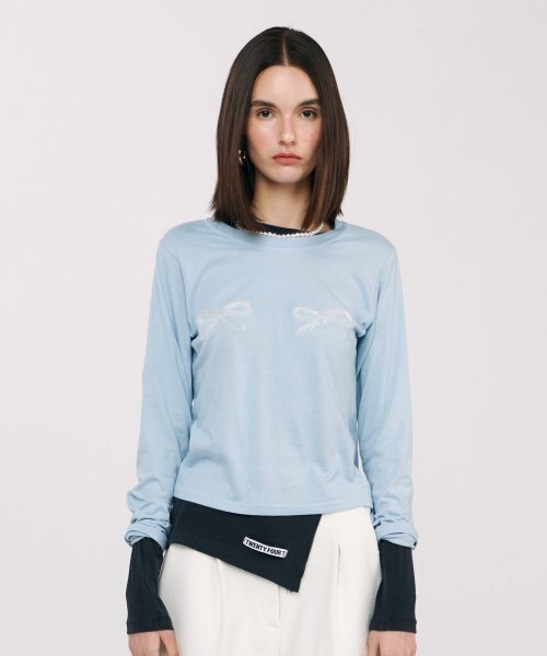 TWENTY FOUR T(トゥエンティフォーティ)の「Pa Ribbon T-shirt Light Blue(Tシャツ/カットソー・レディース・その他・FREE)」の2枚目の写真