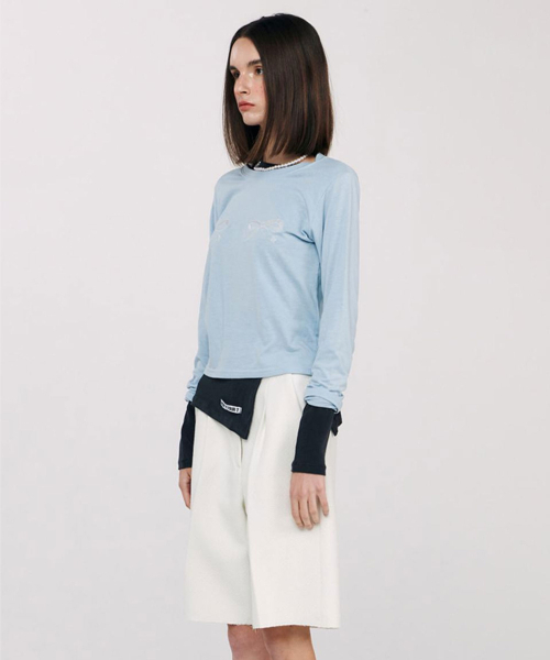 TWENTY FOUR T(トゥエンティフォーティ)の「Pa Ribbon T-shirt Light Blue(Tシャツ/カットソー・レディース・その他・FREE)」の3枚目の写真