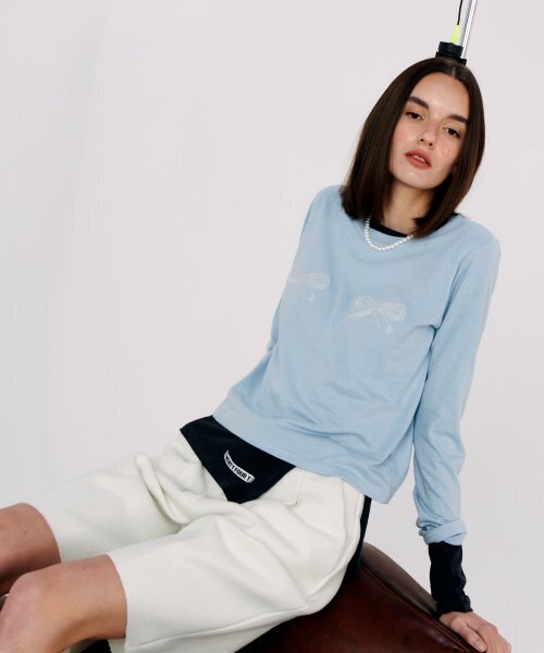 TWENTY FOUR T(トゥエンティフォーティ)の「Pa Ribbon T-shirt Light Blue(Tシャツ/カットソー・レディース・その他・FREE)」の4枚目の写真