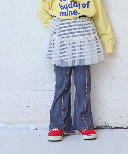 MARKEY'S(マーキーズ)の「ボーダーチュール重ねスカート(スカート・キッズ・ブラック系その他/ブラウン系その他/レッド系その他・S/M/L/LL)」の1枚目の写真