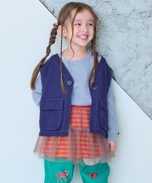 MARKEY'S(マーキーズ)の「ボーダーチュール重ねスカート(スカート・キッズ・ブラック系その他/ブラウン系その他/レッド系その他・S/M/L/LL)」の10枚目の写真