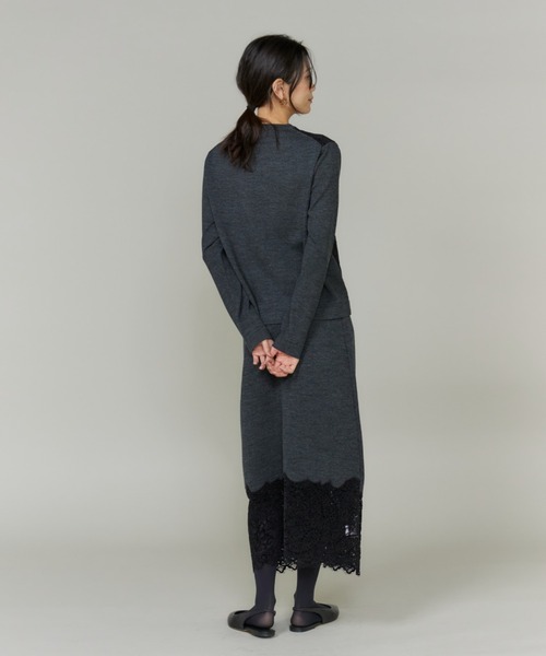 INED(イネド)の「レースニットスカート【セットアップ対応】(スカート・レディース・ブラック/チャコールグレー・9号/7号)」の5枚目の写真