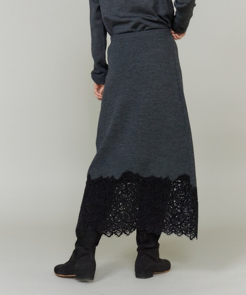 INED(イネド)の「レースニットスカート【セットアップ対応】(スカート・レディース・ブラック/チャコールグレー・9号/7号)」の15枚目の写真