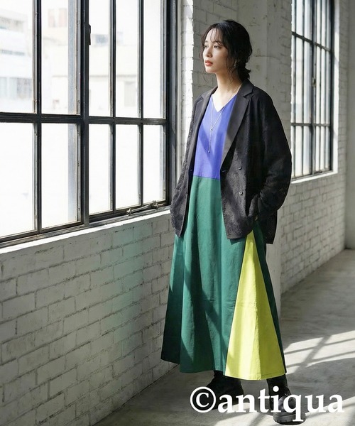 antiqua（アンティカ）の「カラーブロックワンピース（ワンピース・レディース・ブルー系その他・ONESIZE）」の3枚目の写真