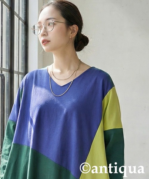 antiqua（アンティカ）の「カラーブロックワンピース（ワンピース・レディース・ブルー系その他・ONESIZE）」の6枚目の写真