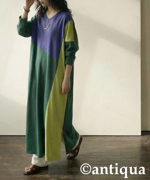 antiqua（アンティカ）の「カラーブロックワンピース（ワンピース・レディース・ブルー系その他・ONESIZE）」の8枚目の写真