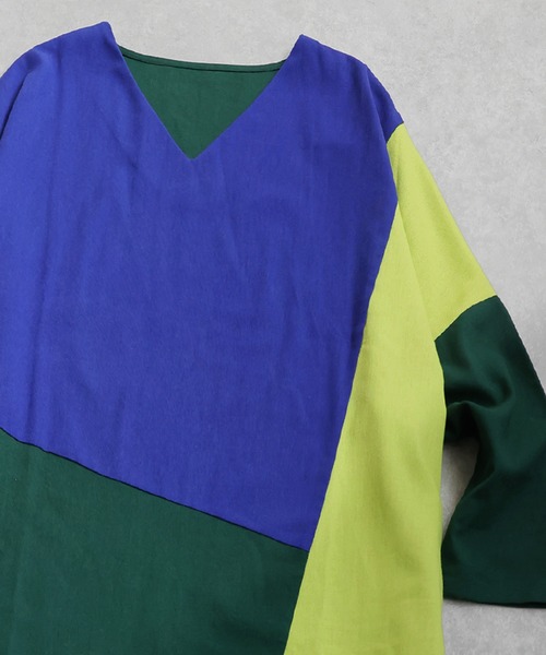 antiqua（アンティカ）の「カラーブロックワンピース（ワンピース・レディース・ブルー系その他・ONESIZE）」の9枚目の写真
