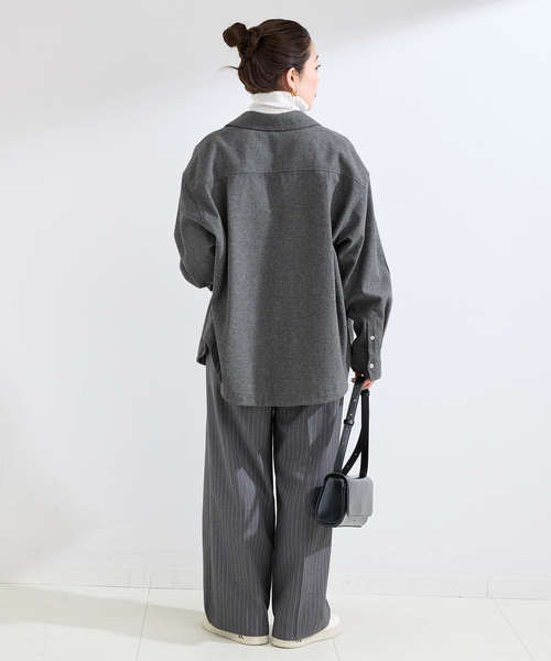 Simplicite(サンプリシテ)の「手洗い可 / フラノレイヤードライクシャツ(シャツ/ブラウス・レディース・チャコールグレー/ネイビー・FREE)」の5枚目の写真