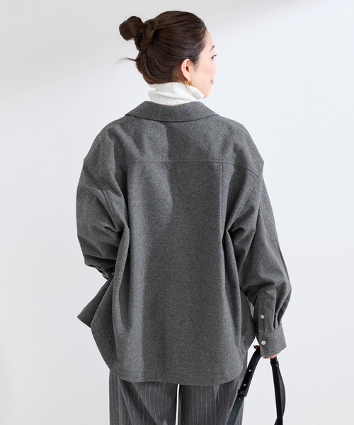 Simplicite(サンプリシテ)の「手洗い可 / フラノレイヤードライクシャツ(シャツ/ブラウス・レディース・チャコールグレー/ネイビー・FREE)」の8枚目の写真