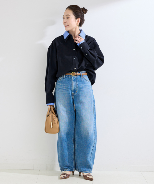 Simplicite(サンプリシテ)の「手洗い可 / フラノレイヤードライクシャツ(シャツ/ブラウス・レディース・チャコールグレー/ネイビー・FREE)」の9枚目の写真